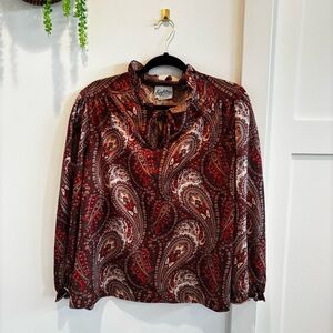 Lady Winn California By Teddi Vintage Women's Long Sleeve Paisley Boho Tops 42